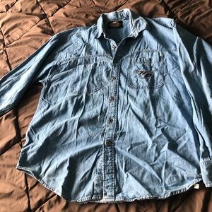 Men’s denim Harley Davidson long sleeve button up